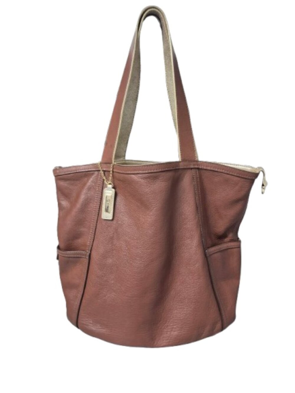 Cole Haan Reversible Brown to Gold Leather Tote Bucket Bag